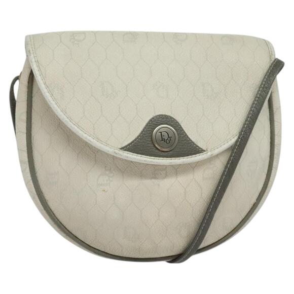 DIOR Honeycomb Canvas Shoulder Bag Pvc White Gold - Picture 1 of 12
